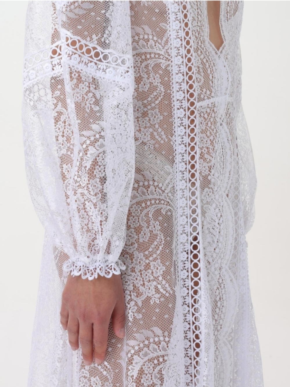 Charo Ruiz Lodie White Embroidered Lace Maxi Cover Up - Picture 6 of 8